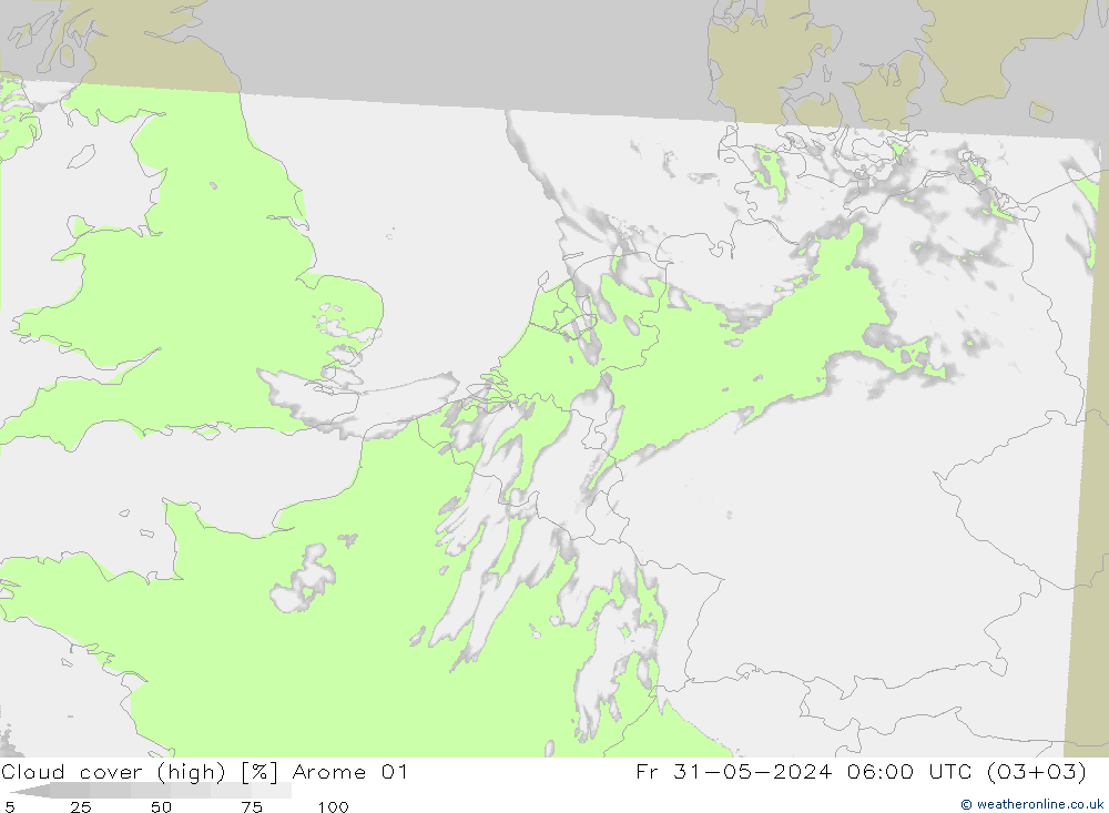 Bulutlar (yüksek) Arome 01 Cu 31.05.2024 06 UTC
