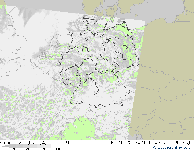 Nuages (bas) Arome 01 ven 31.05.2024 15 UTC