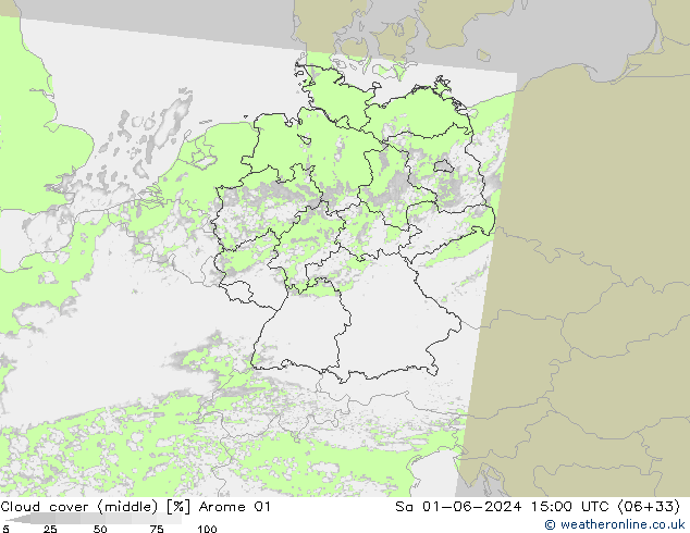 Nubi medie Arome 01 sab 01.06.2024 15 UTC