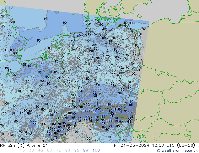 RH 2m Arome 01  31.05.2024 12 UTC