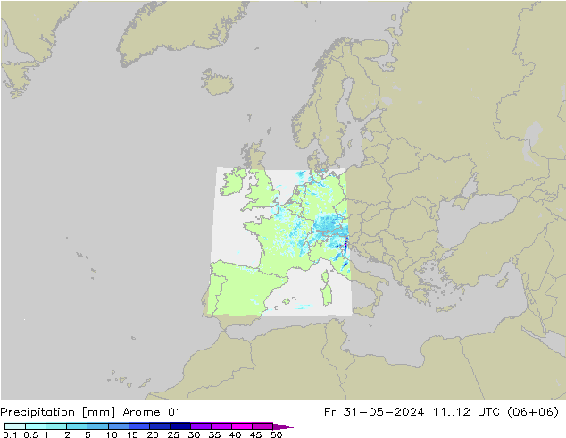 precipitação Arome 01 Sex 31.05.2024 12 UTC