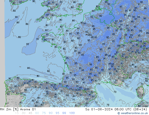 RH 2m Arome 01  01.06.2024 06 UTC