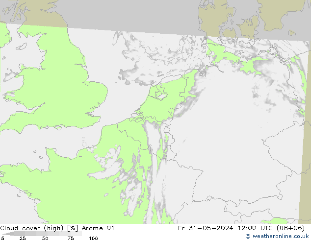 Nuages (élevé) Arome 01 ven 31.05.2024 12 UTC