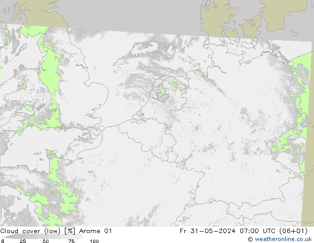 Nubi basse Arome 01 ven 31.05.2024 07 UTC