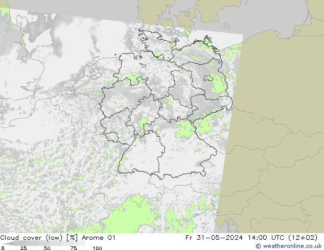 Wolken (tief) Arome 01 Fr 31.05.2024 14 UTC