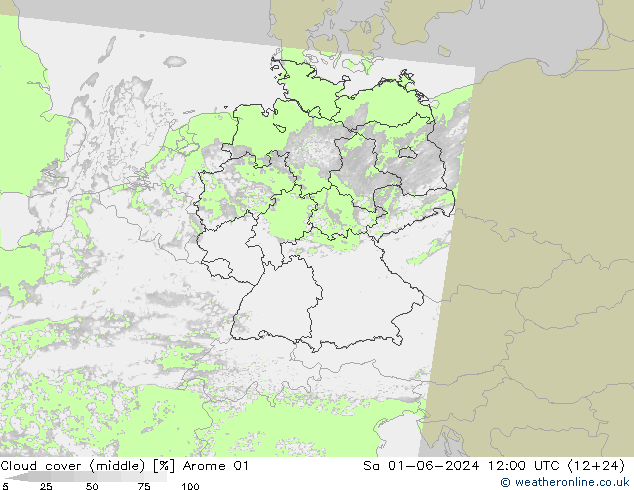 oblačnosti uprostřed Arome 01 So 01.06.2024 12 UTC