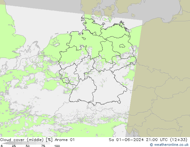 Nubi medie Arome 01 sab 01.06.2024 21 UTC