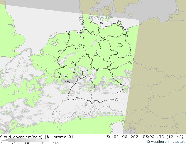 Bewolking (Middelb.) Arome 01 zo 02.06.2024 06 UTC