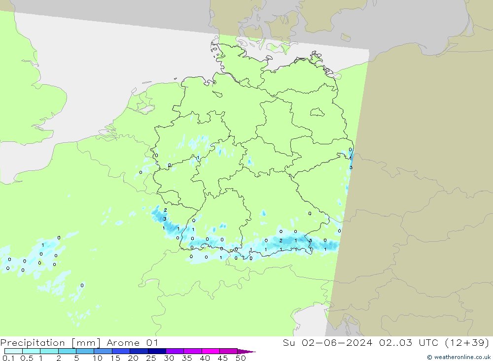 Precipitation Arome 01 Su 02.06.2024 03 UTC