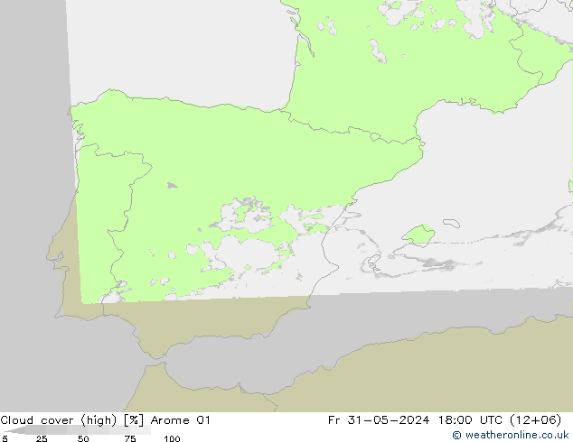 vysoký oblak Arome 01 Pá 31.05.2024 18 UTC