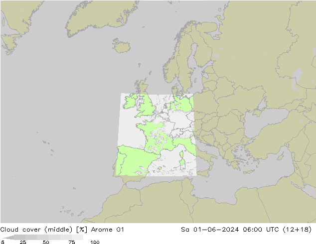 Nubi medie Arome 01 sab 01.06.2024 06 UTC