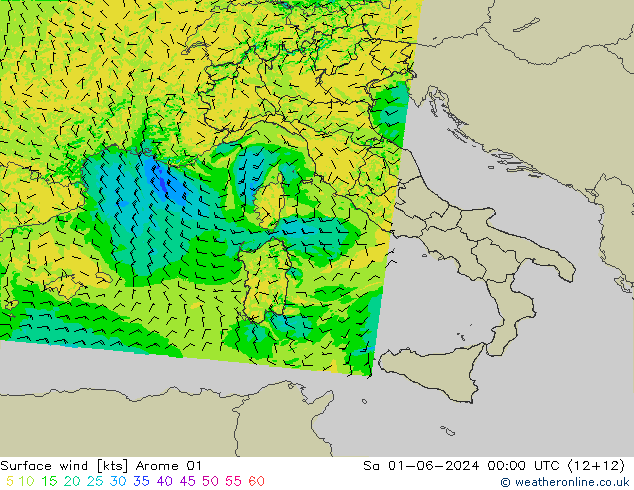 Surface wind Arome 01 Sa 01.06.2024 00 UTC