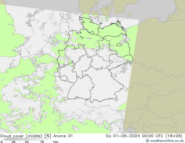 nuvens (médio) Arome 01 Sáb 01.06.2024 00 UTC