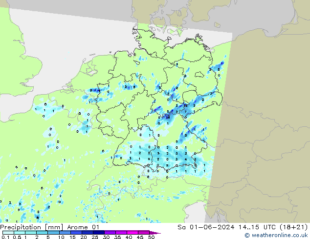 precipitação Arome 01 Sáb 01.06.2024 15 UTC