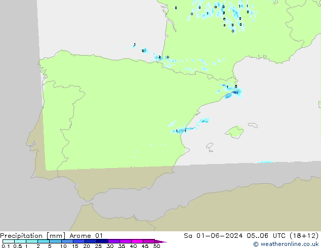 precipitação Arome 01 Sáb 01.06.2024 06 UTC