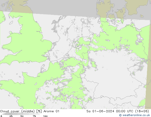Wolken (mittel) Arome 01 Sa 01.06.2024 00 UTC