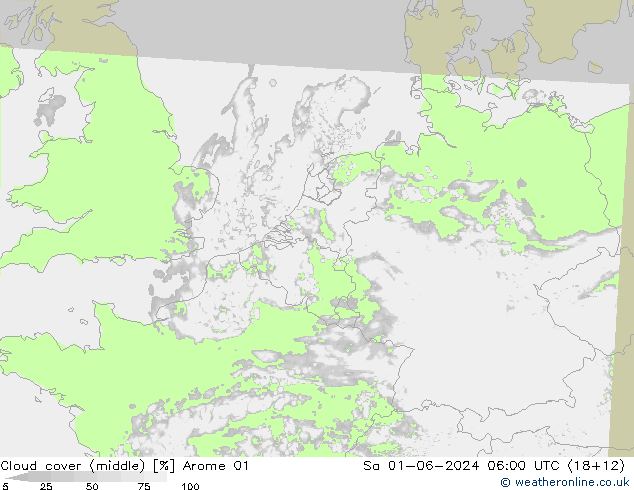 nuvens (médio) Arome 01 Sáb 01.06.2024 06 UTC