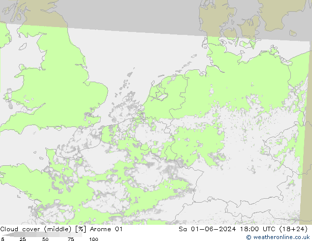 Nubes medias Arome 01 sáb 01.06.2024 18 UTC