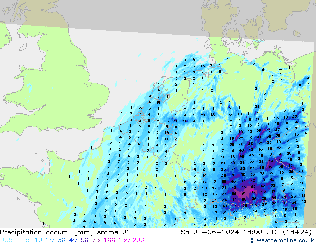 Toplam Yağış Arome 01 Cts 01.06.2024 18 UTC