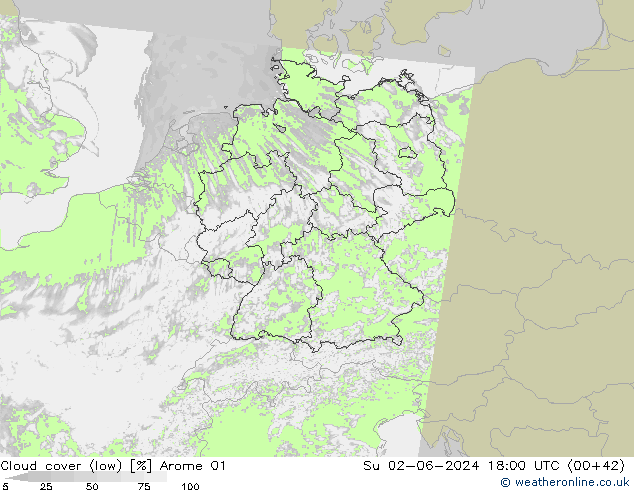 nízká oblaka Arome 01 Ne 02.06.2024 18 UTC