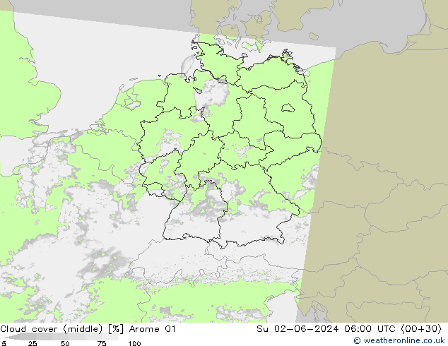 Bewolking (Middelb.) Arome 01 zo 02.06.2024 06 UTC