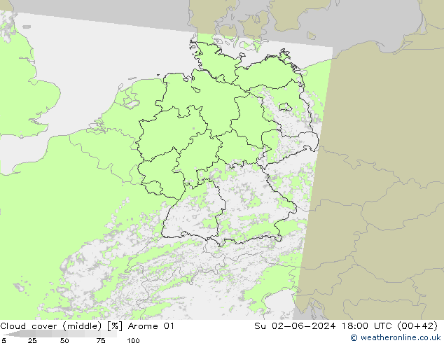 Bewolking (Middelb.) Arome 01 zo 02.06.2024 18 UTC