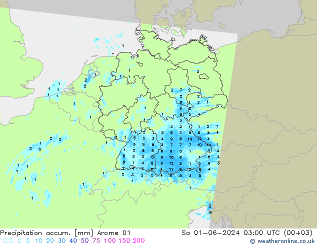 Toplam Yağış Arome 01 Cts 01.06.2024 03 UTC