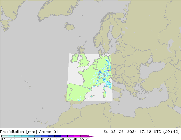 Yağış Arome 01 Paz 02.06.2024 18 UTC