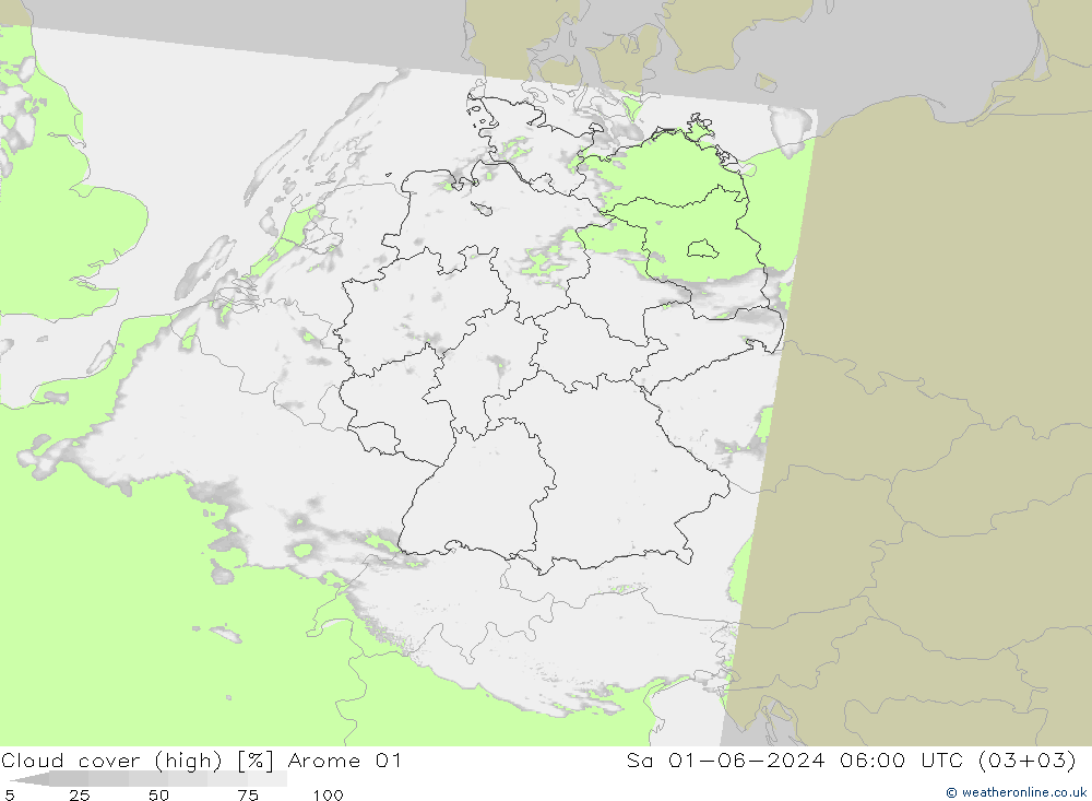 zachmurzenie (wysokie) Arome 01 so. 01.06.2024 06 UTC