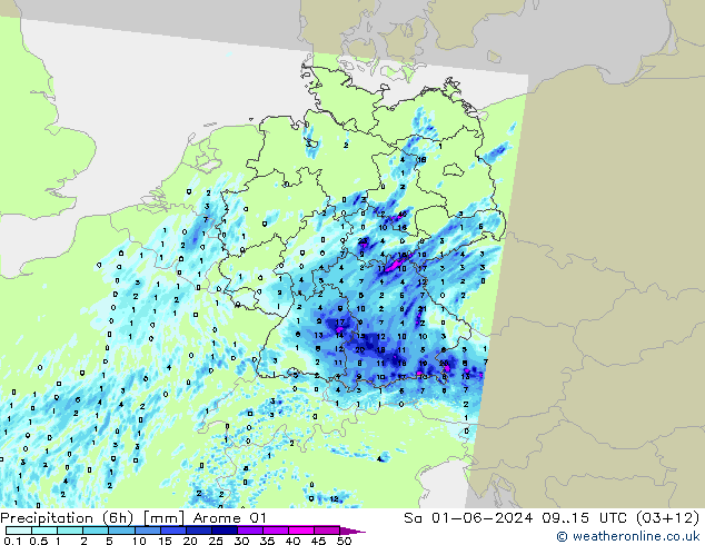 Nied. akkumuliert (6Std) Arome 01 Sa 01.06.2024 15 UTC