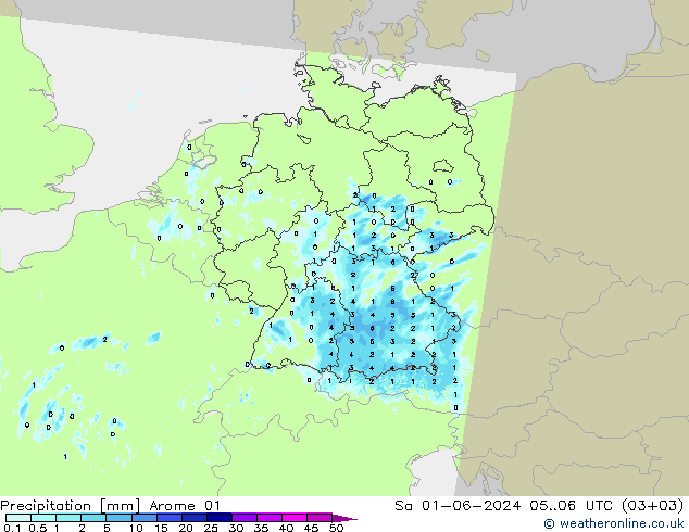 Neerslag Arome 01 za 01.06.2024 06 UTC