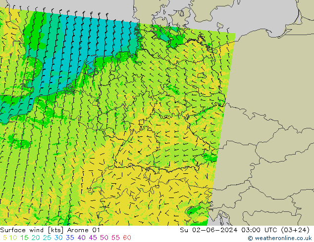 Bodenwind Arome 01 So 02.06.2024 03 UTC
