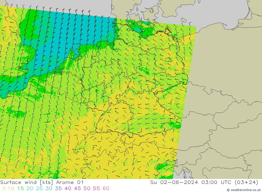 Surface wind Arome 01 Su 02.06.2024 03 UTC