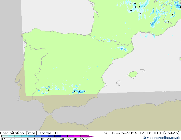 Precipitazione Arome 01 dom 02.06.2024 18 UTC