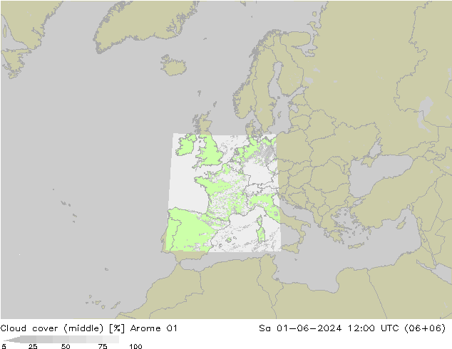 Wolken (mittel) Arome 01 Sa 01.06.2024 12 UTC