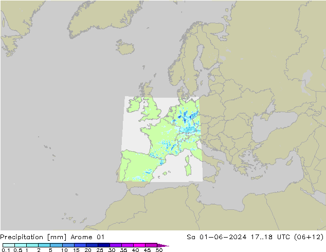 Precipitación Arome 01 sáb 01.06.2024 18 UTC