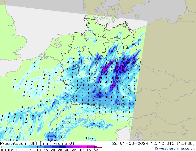 Nied. akkumuliert (6Std) Arome 01 Sa 01.06.2024 18 UTC