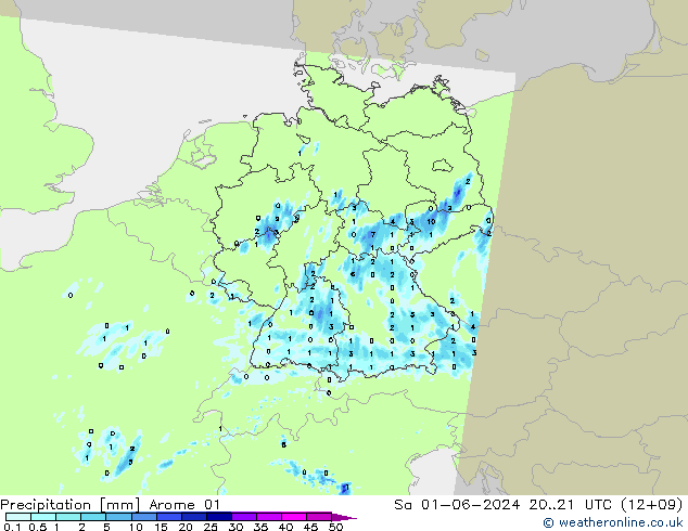 Precipitation Arome 01 Sa 01.06.2024 21 UTC