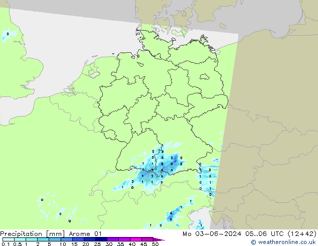 Neerslag Arome 01 ma 03.06.2024 06 UTC