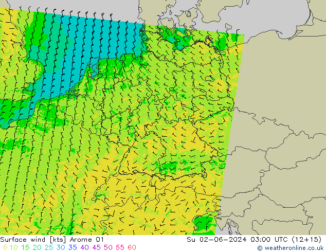 ветер 10 m Arome 01 Вс 02.06.2024 03 UTC