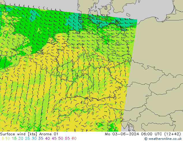 Surface wind Arome 01 Po 03.06.2024 06 UTC