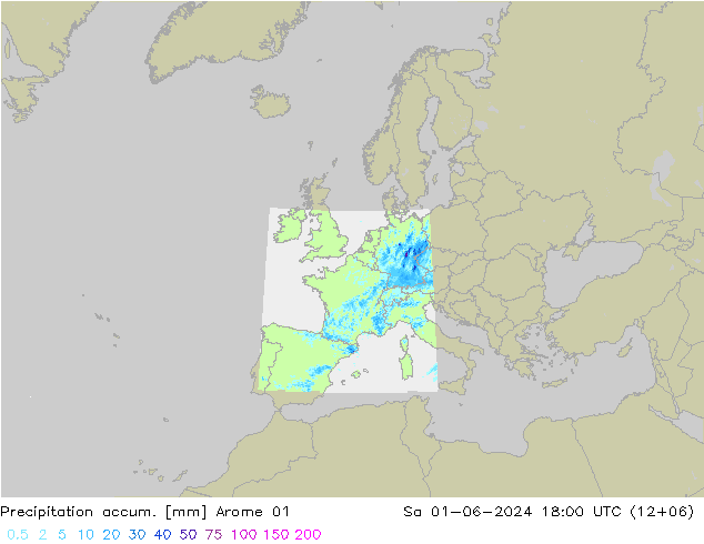 Precipitation accum. Arome 01 So 01.06.2024 18 UTC