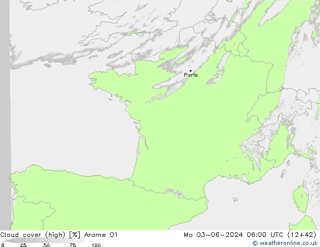 Nuages (élevé) Arome 01 lun 03.06.2024 06 UTC