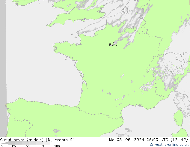 Cloud cover (middle) Arome 01 Mo 03.06.2024 06 UTC