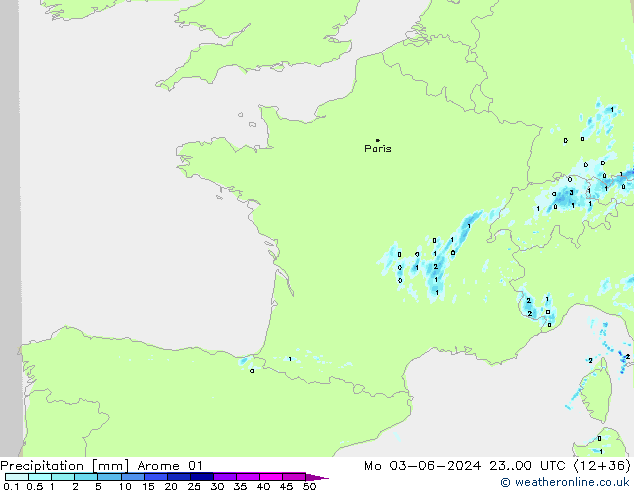 Precipitation Arome 01 Mo 03.06.2024 00 UTC