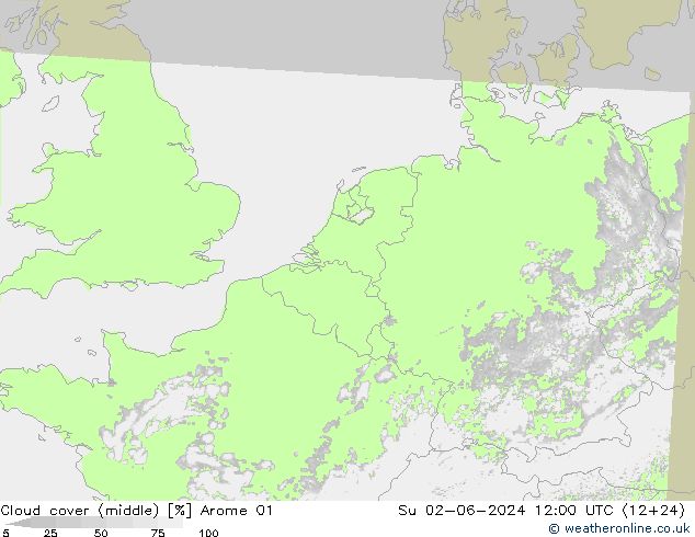 oblačnosti uprostřed Arome 01 Ne 02.06.2024 12 UTC