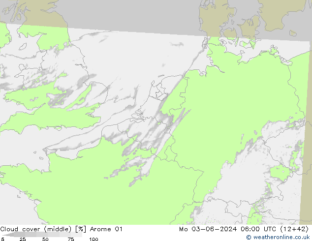 oblačnosti uprostřed Arome 01 Po 03.06.2024 06 UTC