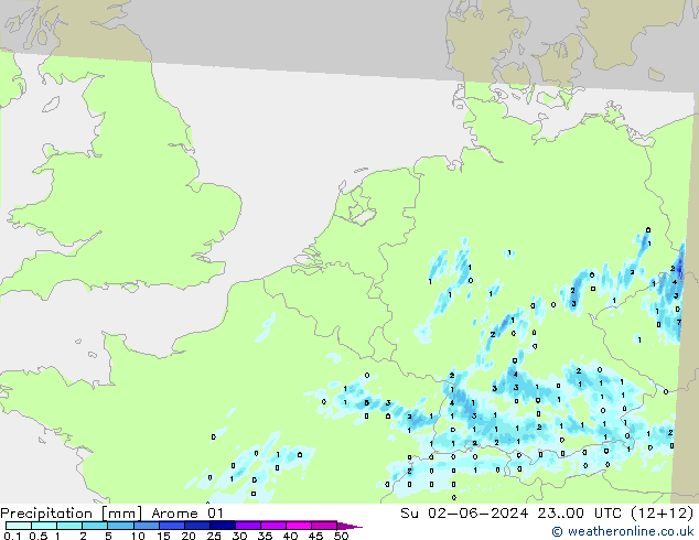 Précipitation Arome 01 dim 02.06.2024 00 UTC