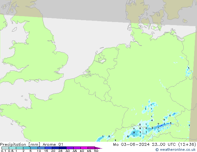 Precipitation Arome 01 Mo 03.06.2024 00 UTC