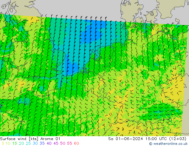 ветер 10 m Arome 01 сб 01.06.2024 15 UTC